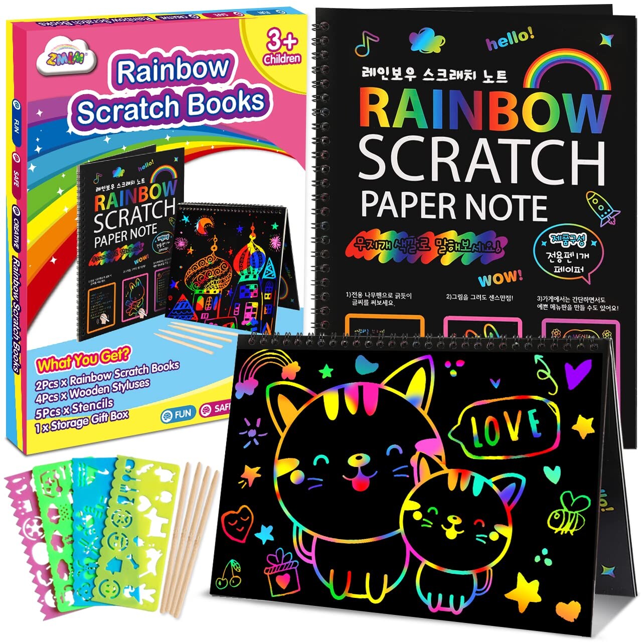 ZMLM Scratch Paper Art-Crafts Gift: 2 Pack Bulk Rainbow Magic Paper  Supplies Toys for 3 4 5 6 7 8 9 10 Years Old Girls Kids Favors Gifts for  Birthday Halloween Christmas Party Games Projects Kits
